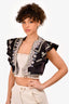 Isabel Marant Dark Grey Beaded Ruffled Cropped Vest Top Size 38