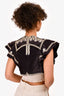 Isabel Marant Dark Grey Beaded Ruffled Cropped Vest Top Size 38