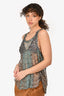 Isabel Marant Blue Paisley Printed Silk Round Neck Sheer Tank Top Size 0