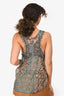 Isabel Marant Blue Paisley Printed Silk Round Neck Sheer Tank Top Size 0