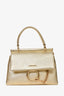Chloe Gold Leather Top Handle Small Faye Crossbody