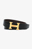 Hermès Black/Dark Brown Reversible Leather Gold H Belt