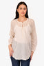 Raquel Allegra Beige Cotton Gauze Long Sleeve Top Est. Size S