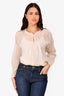 Raquel Allegra Beige Cotton Gauze Long Sleeve Top Est. Size S