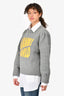 Ganni Grey Wool Logo Sweater Size XL