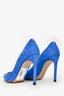 Valentino Blue Suede Leather Studded Heels Size 36.5