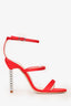 Sophia Webster Red Satin Crystal Embellished Heeled Sandals Size 36