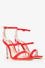 Sophia Webster Red Satin Crystal Embellished Heeled Sandals Size 36