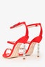 Sophia Webster Red Satin Crystal Embellished Heeled Sandals Size 36