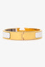 Hermes White/Gold Tone Clic Clac Bracelet
