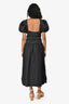 Ganni Black/White Rouched Puff Sleeve Maxi Dress Size 36
