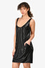 Diane von Furstenburg Black Glossy Pocket Tank Dress Size 4