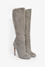 Gucci Light Grey Suede Knee High Heeled Boots Size 37