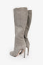 Gucci Light Grey Suede Knee High Heeled Boots Size 37