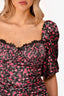 For Love & Lemons Black/Pink Floral Ruched Mini Bustier Dress Size S