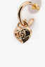 Pre-Loved Chanel™ 2023 Yellow Gold Toned Heart Lock Small Hoop Earrings