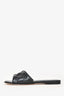 Louis Vuitton Black Leather Monogram Slides Size 37