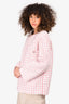 Pre-Loved Chanel™ Short Sleeve 2022 Pink/White Tweed Long CC Blazer Size 36