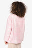Pre-Loved Chanel™ Short Sleeve 2022 Pink/White Tweed Long CC Blazer Size 36