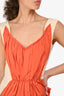 Marni Cream/Orange Front Pleated Sleeveless Dress Size 40