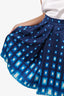 Prada Blue Wool/Silk Printed Pleated A-Line Skirt Size 38