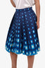 Prada Blue Wool/Silk Printed Pleated A-Line Skirt Size 38