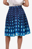 Prada Blue Wool/Silk Printed Pleated A-Line Skirt Size 38