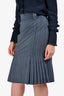 Christian Dior Vintage Grey/Blue Pinstripe Flared Midi Skirt Est. Size M