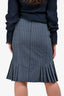 Christian Dior Vintage Grey/Blue Pinstripe Flared Midi Skirt Est. Size M