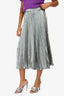Christopher Kane Silver Silk Blend Pleated Midi Skirt Size 4 (As Is)