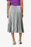 Christopher Kane Silver Silk Blend Pleated Midi Skirt Size 4 (As Is)