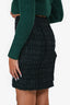 Prada Black/Green Wool/Mohair Tweed Skirt Size 38