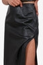 Alexander McQueen Vintage Black Leather Double Slit Skirt Size 44