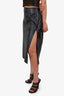 Alexander McQueen Vintage Black Leather Double Slit Skirt Size 44