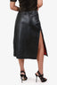 Alexander McQueen Vintage Black Leather Double Slit Skirt Size 44