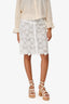 Pre-Loved Chanel™ White Cotton/Silk Floral Midi Skirt Size 40