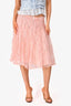 Valentino Pink Lace Tulle Midi Skirt Size 12