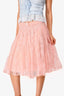 Valentino Pink Lace Tulle Midi Skirt Size 12