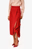 Akris Punto Red Wool Pleated Midi Skirt Size 4