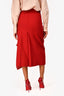 Akris Punto Red Wool Pleated Midi Skirt Size 4
