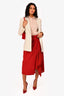 Akris Punto Red Wool Pleated Midi Skirt Size 4