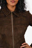 Jitrois Brown Suede L/S Collared Zip Mini Dress Size 38