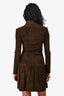 Jitrois Brown Suede L/S Collared Zip Mini Dress Size 38