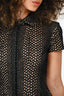 Giambattista Valli Black/Beige Eyelet Short Sleeve Flared Short Dress Size 40