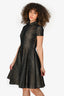 Giambattista Valli Black/Beige Eyelet Short Sleeve Flared Short Dress Size 40