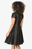 Giambattista Valli Black/Beige Eyelet Short Sleeve Flared Short Dress Size 40