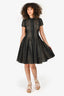 Giambattista Valli Black/Beige Eyelet Short Sleeve Flared Short Dress Size 40