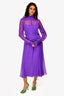 N.21 Purple Silk Long Sleeve Sheer Maxi Dress Size 44