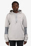 Burberry 2023 Grey Stretch Knit Sleeve Patch Logo Hoodie Size M Mens