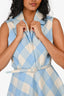 Oscar de la Renta Blue/Cream Plaid Wool Belted Sleeveless Dress Size 4